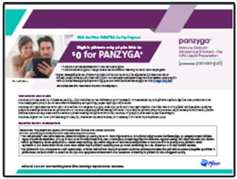 Pfizer PANZYGA co-pay program brochure image