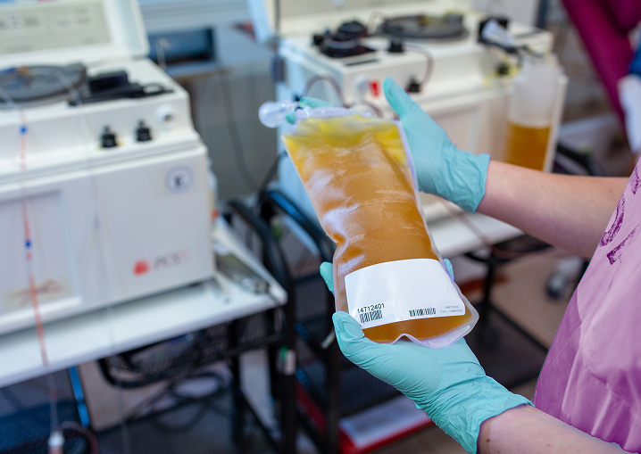 IV bag with human plasma